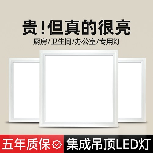 集成吊顶led灯厨房卫生间灯铝扣板嵌入式30x30x60x300x600平板灯
