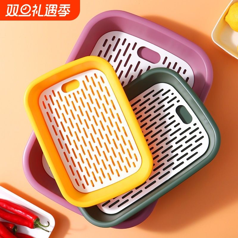 沥水盘火锅沥水篮冷水杯架蔬菜沥水托盘家用置物盘茶盘水壶双层