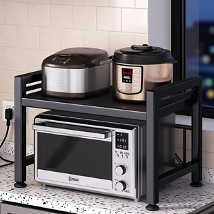 厨房微波炉置物架可伸缩家用多层烤箱支架桌面台面收纳架子餐具