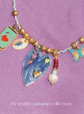 ZZZITA Sofia Neclace 美式嬉皮彩色吊坠编绳项链小众设计锁骨链