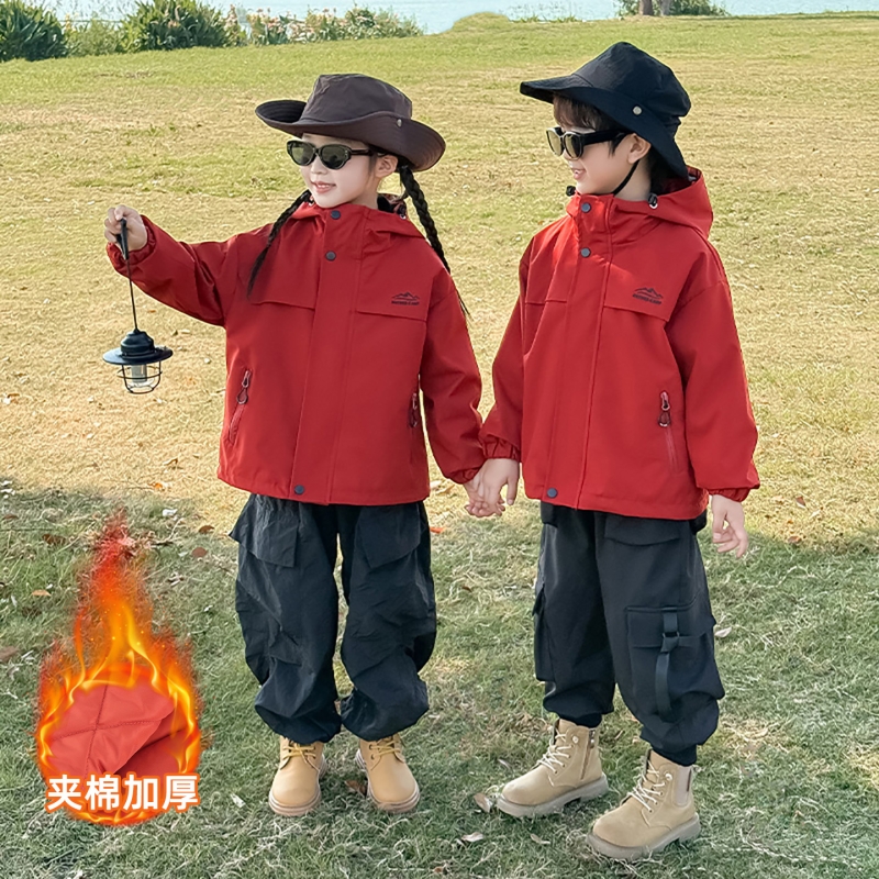校服儿童冲锋衣秋冬保暖