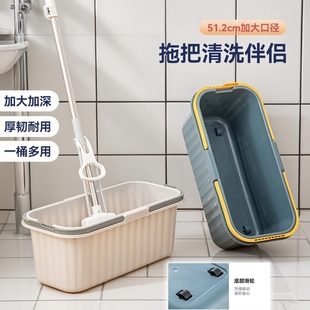家用拖把桶新款 长方形加厚拖地拖布桶涮水桶挤水桶平板带轮移动
