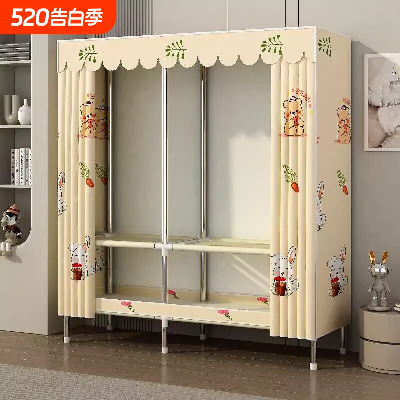 简易衣柜家用卧室布衣柜出租房屋结实耐用经济型衣橱单人小型柜子