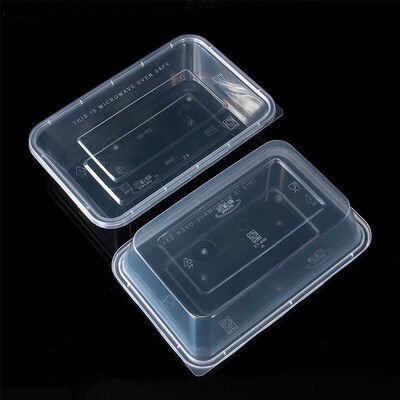 长方形一次性餐塑料外卖打包盒子透明加厚餐具快餐便当盒带盖饭盒