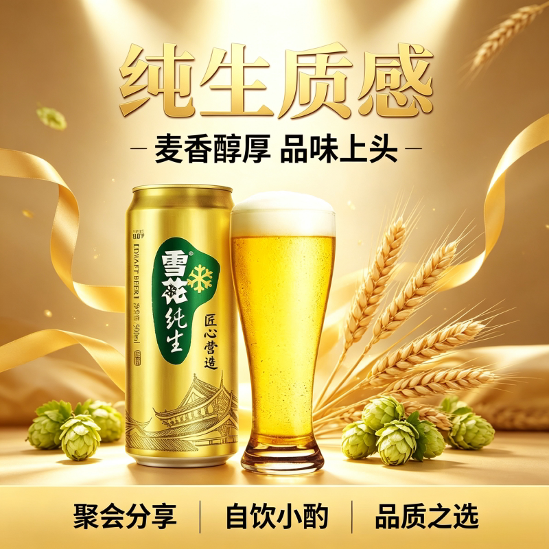 雪花纯生啤酒500ml听装非原箱12/24罐家庭烧烤夜宵营造匠心低浓度