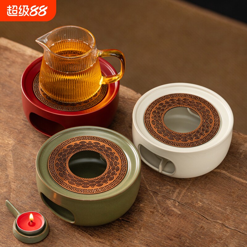 温茶炉花茶壶蜡烛煮茶炉陶瓷底座加热炉保温明火烤煮茶器摆件烛火图片