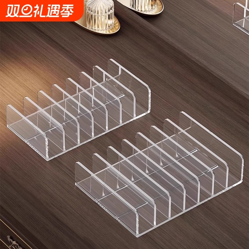 桌面眼影盘收纳架透明粉饼盒亚克力抽屉分格彩妆口红化妆品置物架