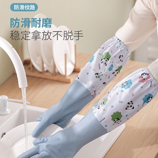 冬季 加绒橡胶手套女耐用家务清洁家用厨房洗碗洗衣服刷锅防水加厚