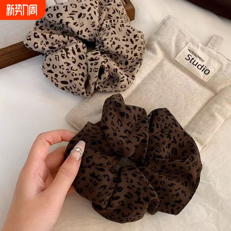 秋冬新款复古豹纹大肠发圈头绳扎头发慵懒风ins丸子头发绳发饰