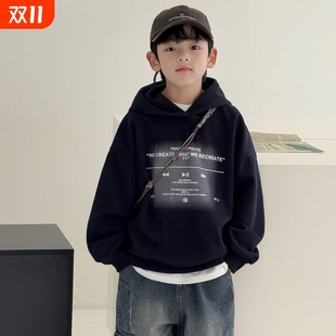 打底衫 中儿童冬季 休闲百搭上衣男加绒 男童连帽卫衣春秋款 2025新款