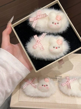 毛绒兔子发夹粉嫩米菲发夹