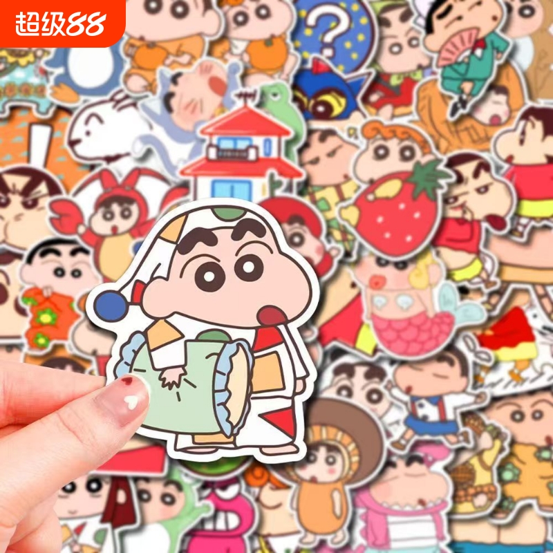笔记本蜡笔小新贴纸迷你版手机儿童趣味贴画diy可爱卡通粘贴