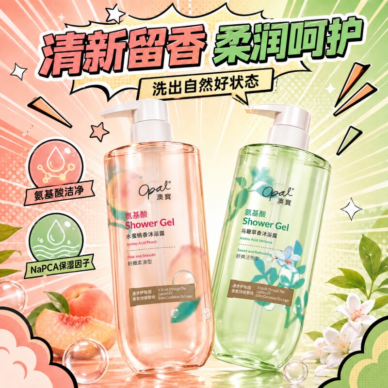 澳宝氨基酸沐浴露马鞭草持久留香滋润保湿沐浴乳800g香氛洋甘菊