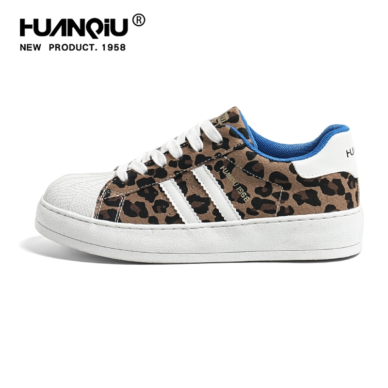 环球豹纹印花滑板鞋女2025新款秋季校园风运动休闲鞋贝壳头女鞋