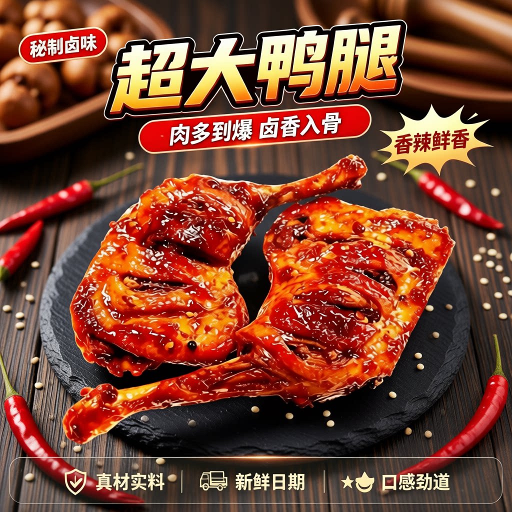 麻辣卤鸭腿买5送5小包装开袋即食卤味熟食休闲零食解馋夜宵大鸭腿