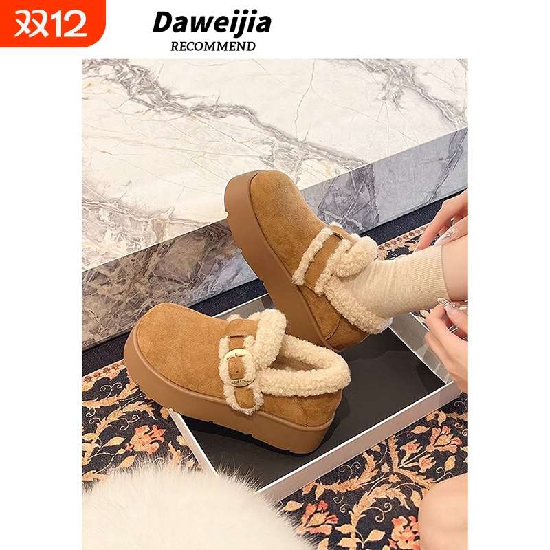 厚底加绒增高勃肯鞋女25冬款全包外穿毛毛鞋保暖二棉鞋潮流雪地靴