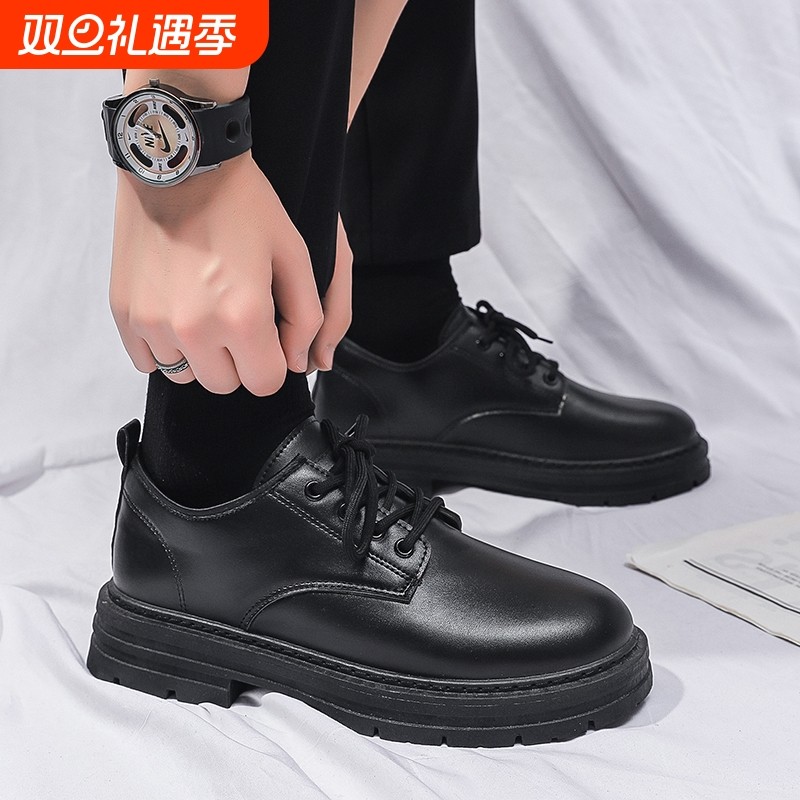 男士皮鞋男款秋季2025休闲商务新款英伦风大头潮鞋马丁靴男鞋圆头