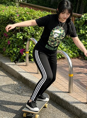 潮牌APE短袖t恤纯棉重磅高版本SHARK APE猿人迷彩滑板运动上衣夏