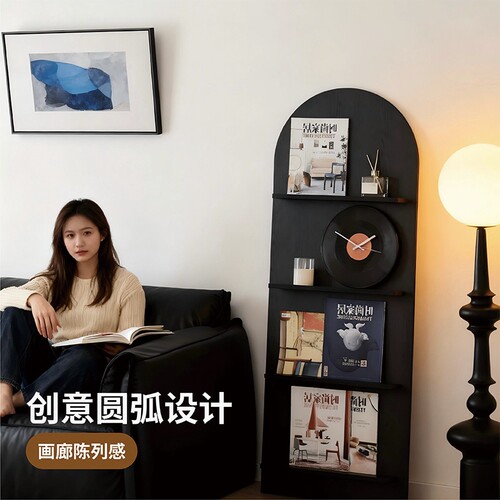 复古展示书架ins报刊拱形落地置物架网红靠墙书架多层杂志架北欧