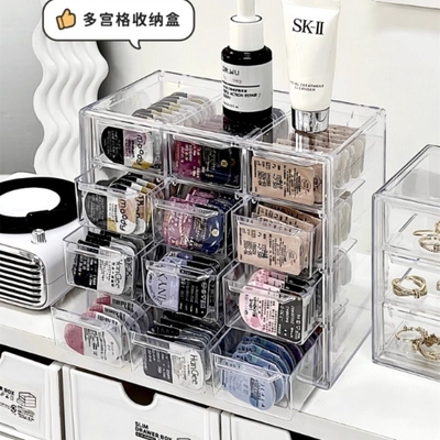 美瞳收纳盒透明隐形眼镜盒多格亚克力日抛防尘整理盒抽屉九宫格