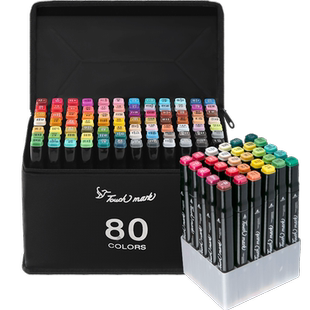 Touchmark马克笔油性48色小学生美术专用双头水彩笔儿童动漫绘画24/36/60/80色彩笔画画笔套装单支幼儿园开学