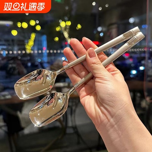 不锈钢吃西瓜勺子家用吃饭勺调羹韩式搅拌长柄儿童汤匙铁小勺汤勺