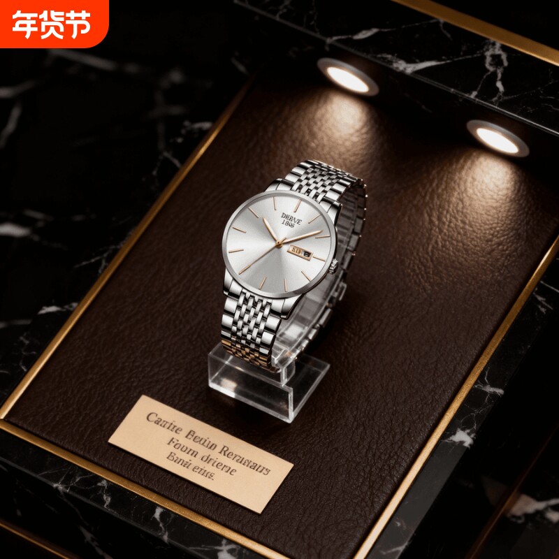 男款手表钢带商务防水石英腕表高级感男士正品名牌全自动非机械表