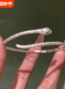 小众银色灵蛇百搭手镯赤眼高级ins调节设计简约高品质手镯