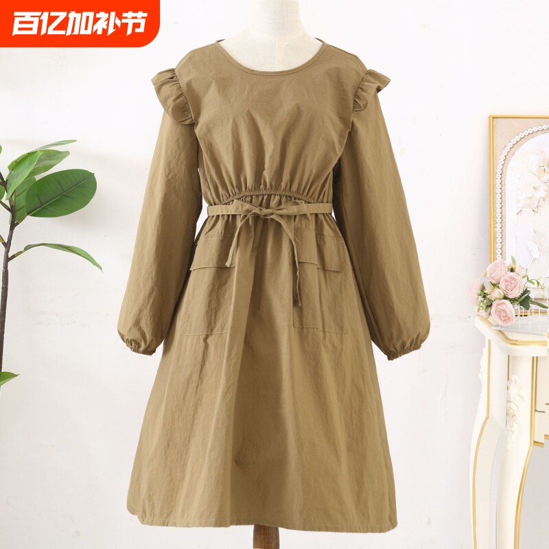 韩版公主系厨房居家服防污美甲防水花店长袖围裙工作服反穿罩衣