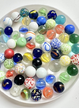 彩色溜溜弹珠跳棋子儿童怀旧玩具礼物16MM玻璃珠工艺装饰球磨砂