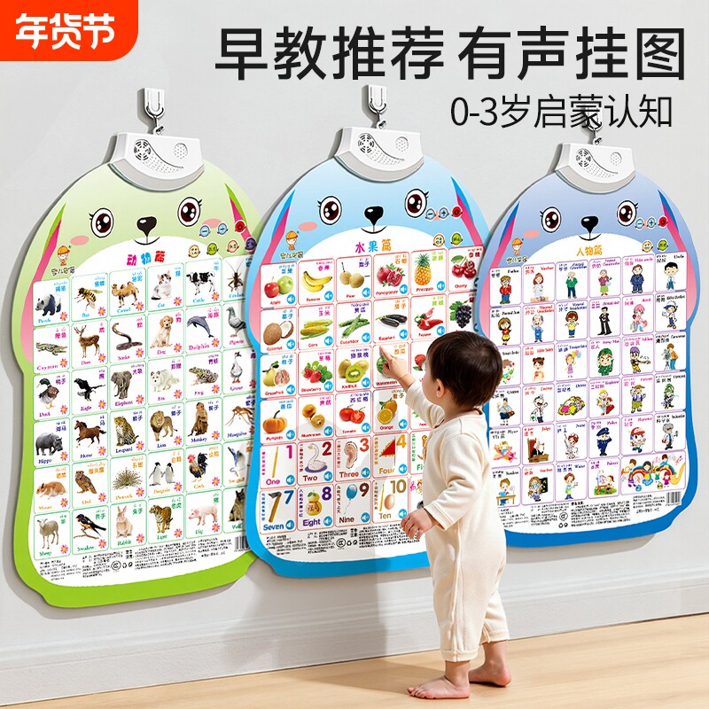 宝宝有声早教挂图婴幼儿童启蒙学说话认知发声益智玩具书点读墙贴