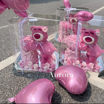 毕业礼物草莓熊玫瑰永生花花束抱抱桶生日礼物送女生女孩老师玩偶