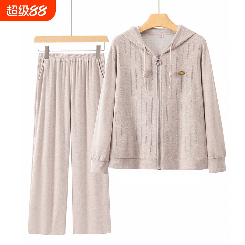 中年妈妈秋季洋气减龄运动套装中老年人薄款外套女装时尚春秋衣服