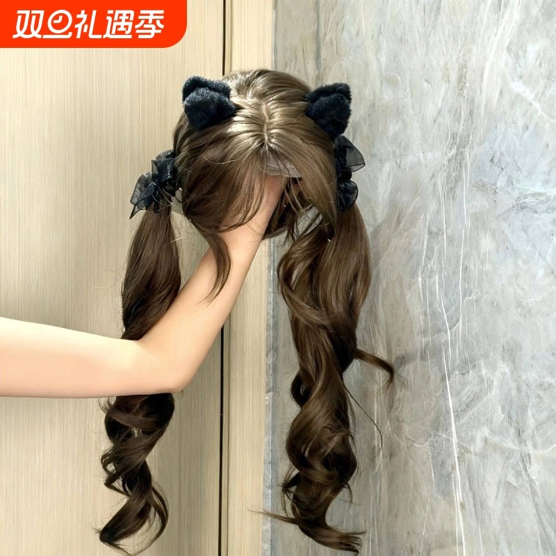 lolita假发女双马尾长卷发榛果灰棕色少萝甜萌妹日常JK全头套