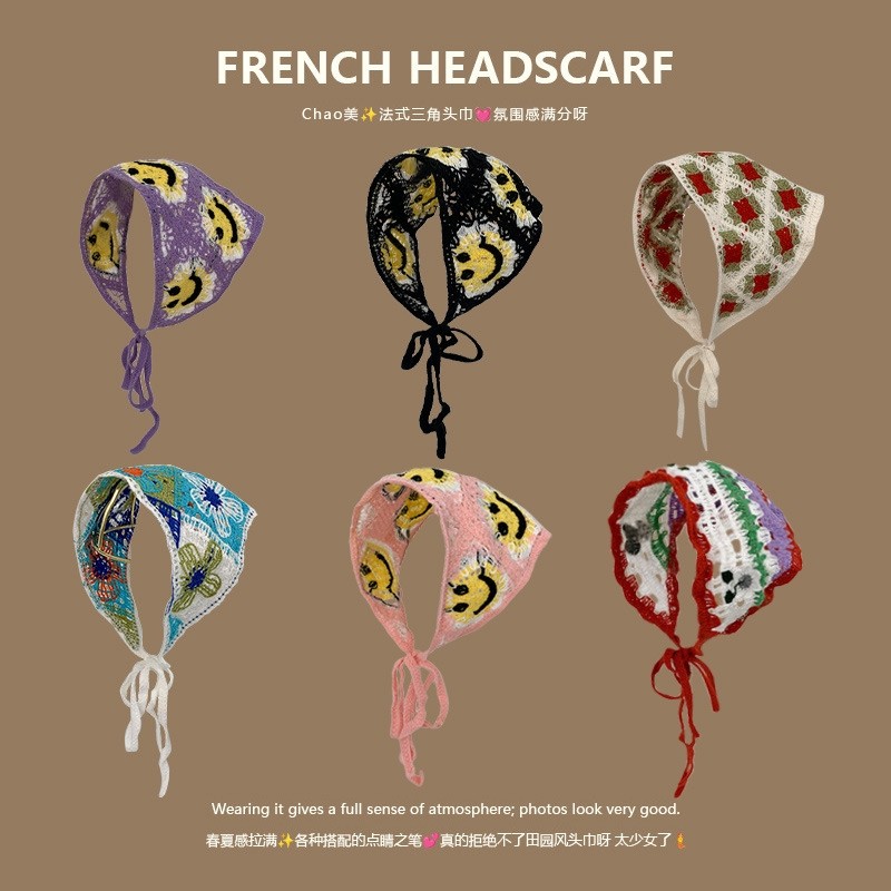 头巾三角巾女法式发带头箍高级感田园风ins风高级感夏季出游