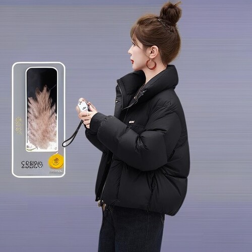 户外羽绒服女短款大码2025新款冬季时尚高端小个子设计感保暖黑色
