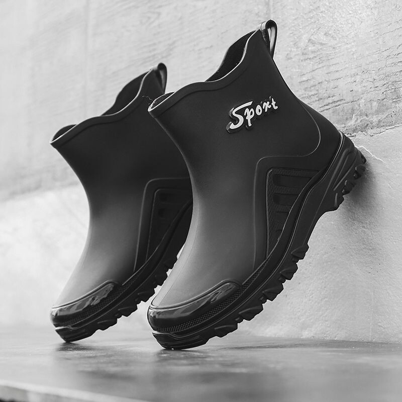 短筒男士时尚雨鞋防滑防水鞋厨房胶鞋洗车工地耐磨水靴加绒保暖