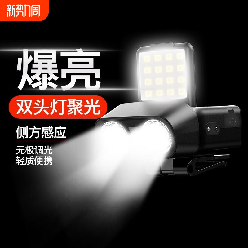头灯续航超长锂电强光充电超亮钓鱼专用夜钓灯感应猫头鹰头戴式