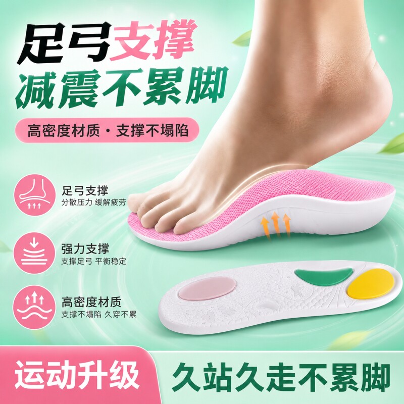 鲸鱼垫足弓支撑鞋垫扁平足专用男女足外翻内八字矫正鞋垫防滑减震图片