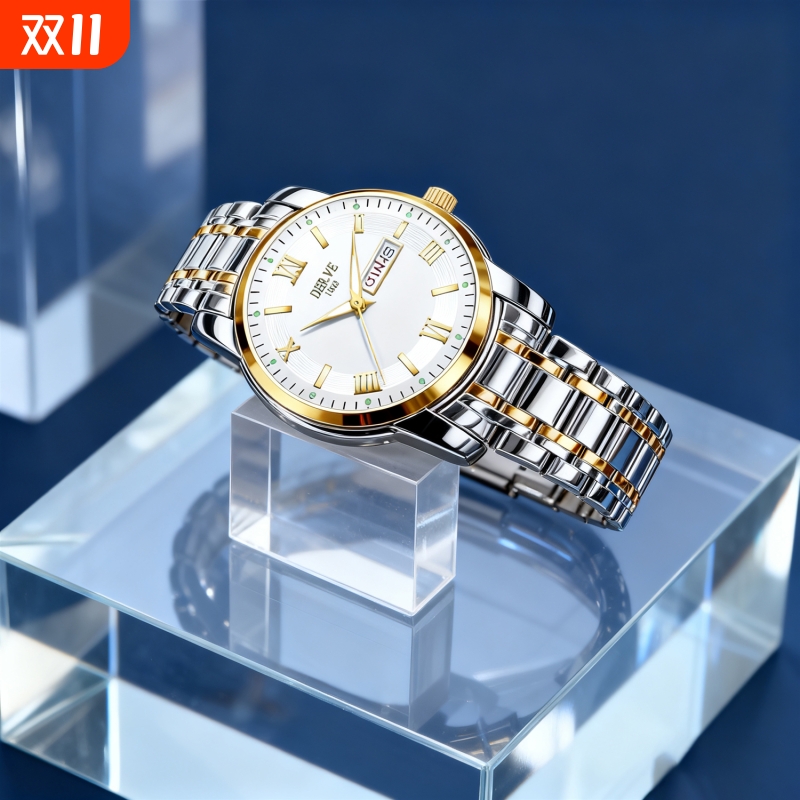 男款手表防水石英腕表高级感男士全自动非机械表正品名牌钢带商务