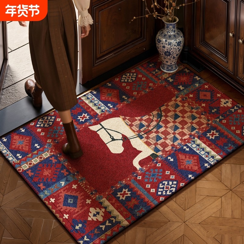 2026马年新款红色新年入户门地垫家用春节喜庆玄关脚垫耐脏进门垫,居家布艺,入户地垫,淘宝优惠券,粉丝福利购,淘宝优惠卷