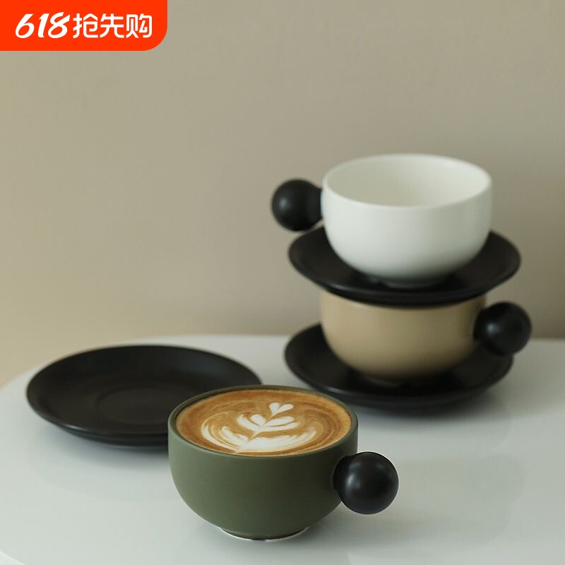 原创陶瓷杯咖啡杯碟高档精致马克杯拿铁拉花杯欧式小奢华咖啡杯子