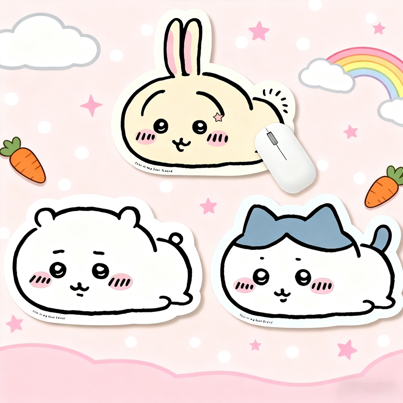 可爱卡通乌萨奇鼠标垫简约电脑办公异形创意鼠标垫橡胶防滑学生女