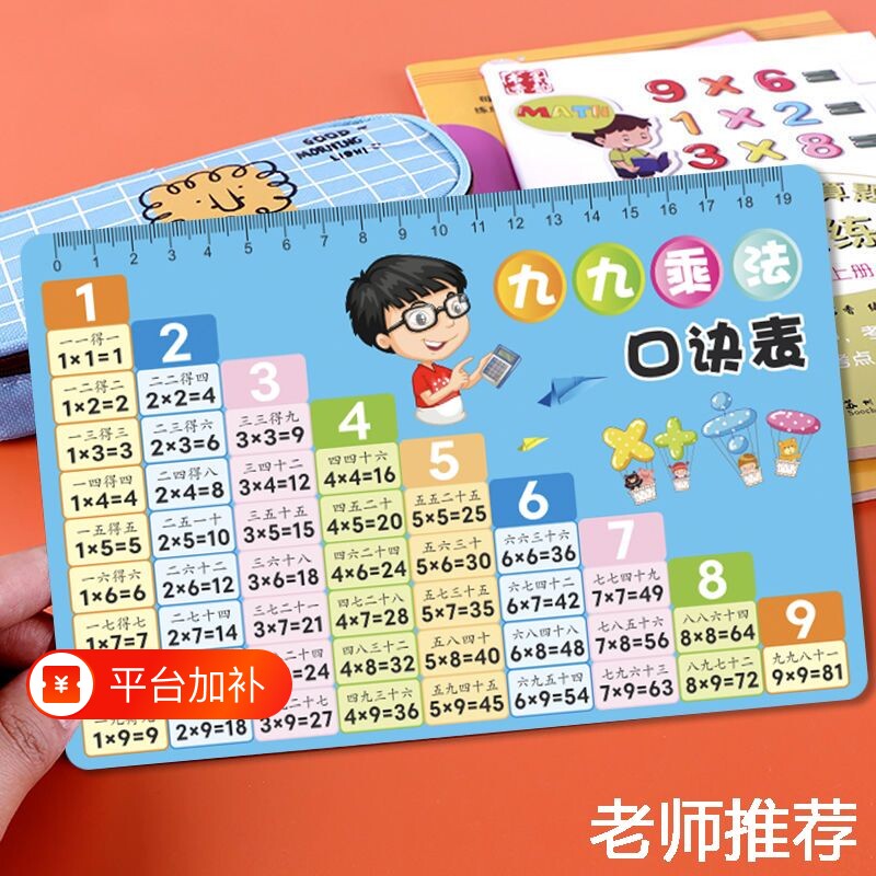 乘法口诀表九九乘法表卡片小学生99口诀一二年级数学除法单位换算