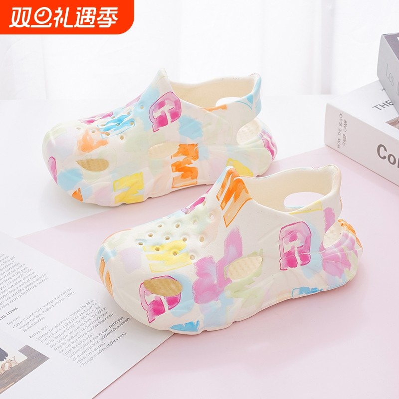 女童凉鞋儿童洞洞鞋夏季2025软底防滑新款中大童女孩沙滩拖鞋防臭