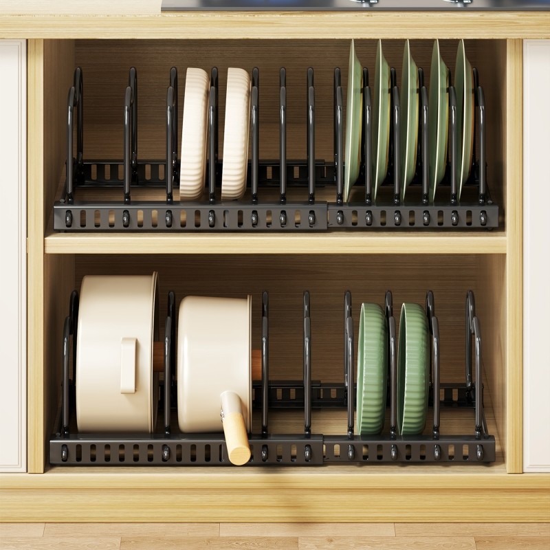 厨房置物架橱柜可伸缩式碗碟锅收纳架家用多功能多层储物架锅具