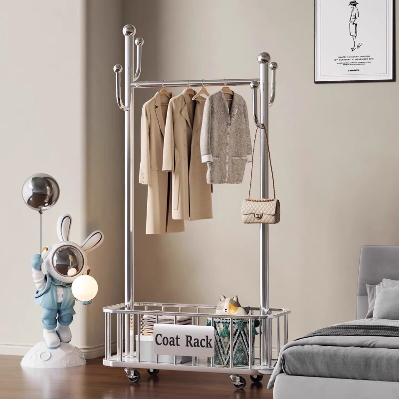 可移动衣帽架轻奢带轮客厅家用衣服收纳架现代简易卧室落地挂衣架