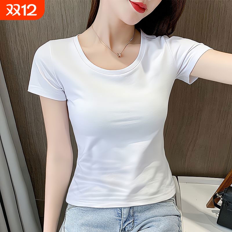 圆领修身短袖T恤女百搭