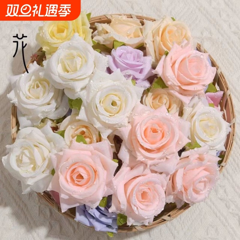 仿真玫瑰花森系簪花头diy手工配件装饰婚礼假花古风头饰仿真花头