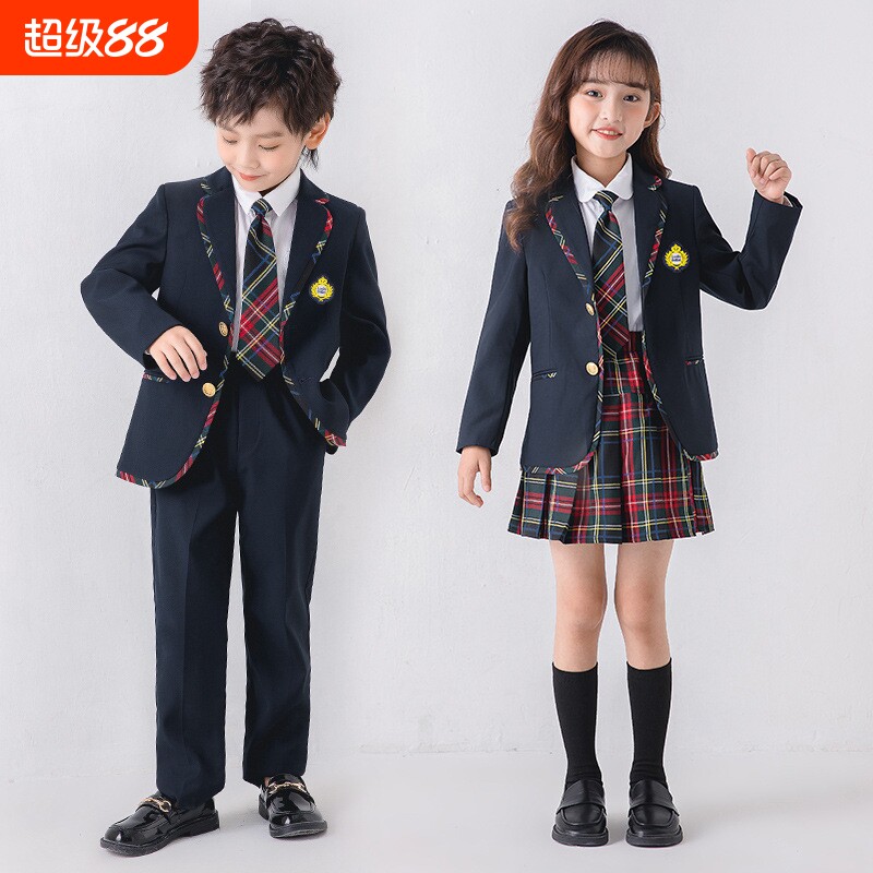 儿童校服西装礼服套装英伦学院风深蓝色小学生班服制服幼儿园园服
